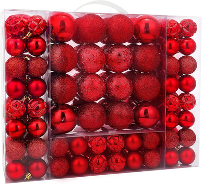 87ct Christmas Ball Ornaments Set Shatterproof Seasonal Hanging Decorations with Reusable Hand-held