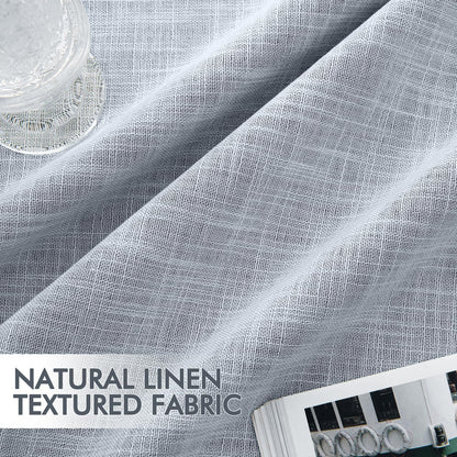 MIULEE Light Blue 100% Blackout Linen Curtains 84 Inch 2 Panels Set Double Sided No Coating Pleated