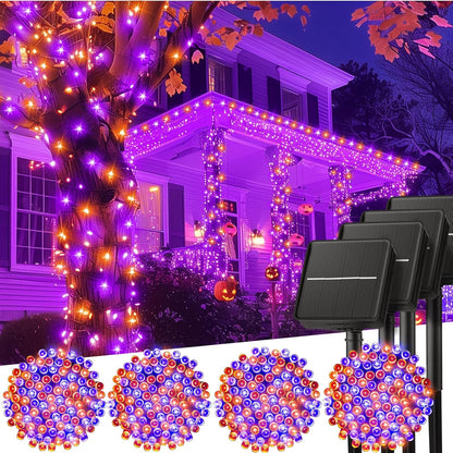 Minetom Halloween Solar Lights Outdoor - 4 Pack Total 160FT 400 LED Halloween String Lights with 8