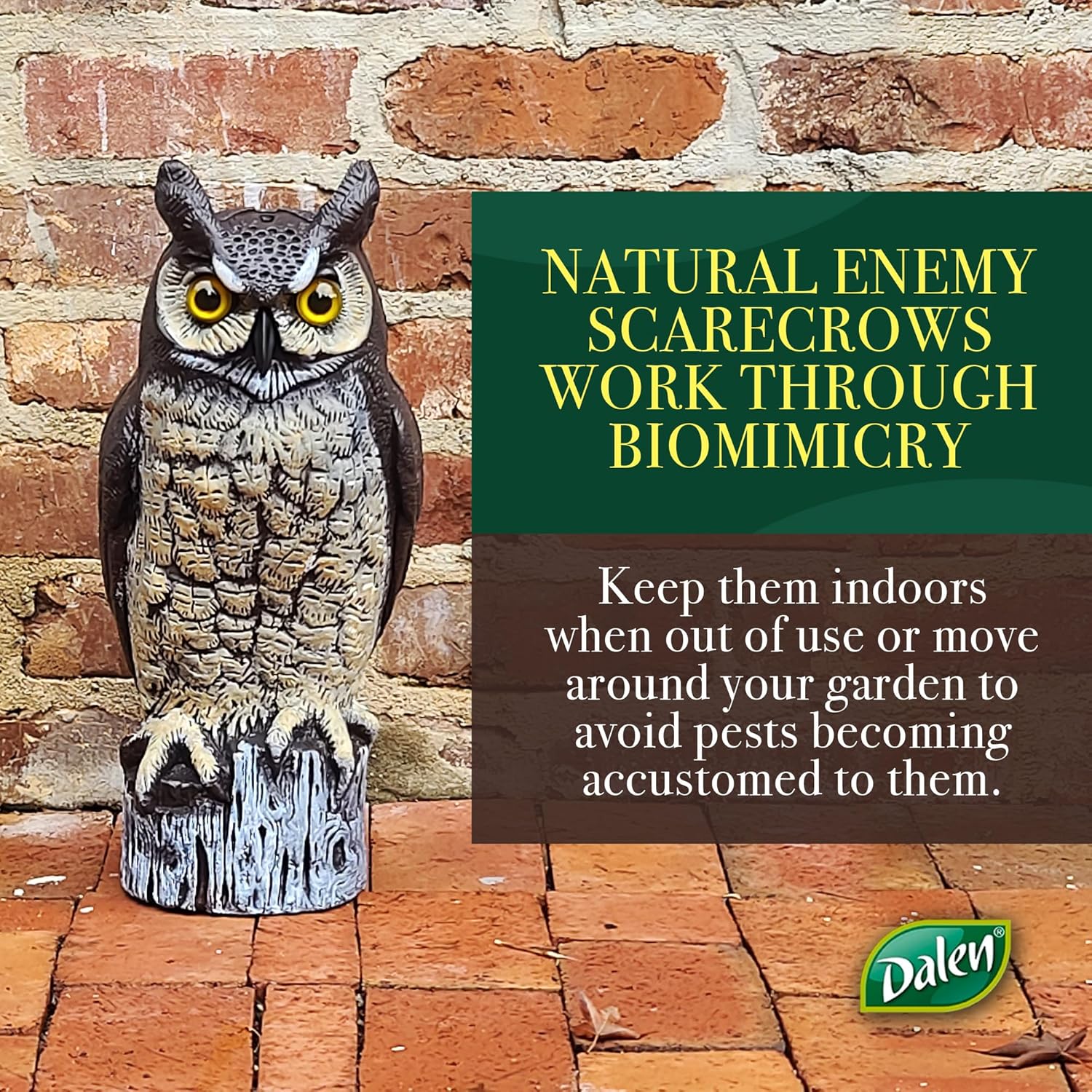 Dalen Large Fake Owl Decoy to Scare Birds Away - Garden Scarecrow Provides Natural Pest Control