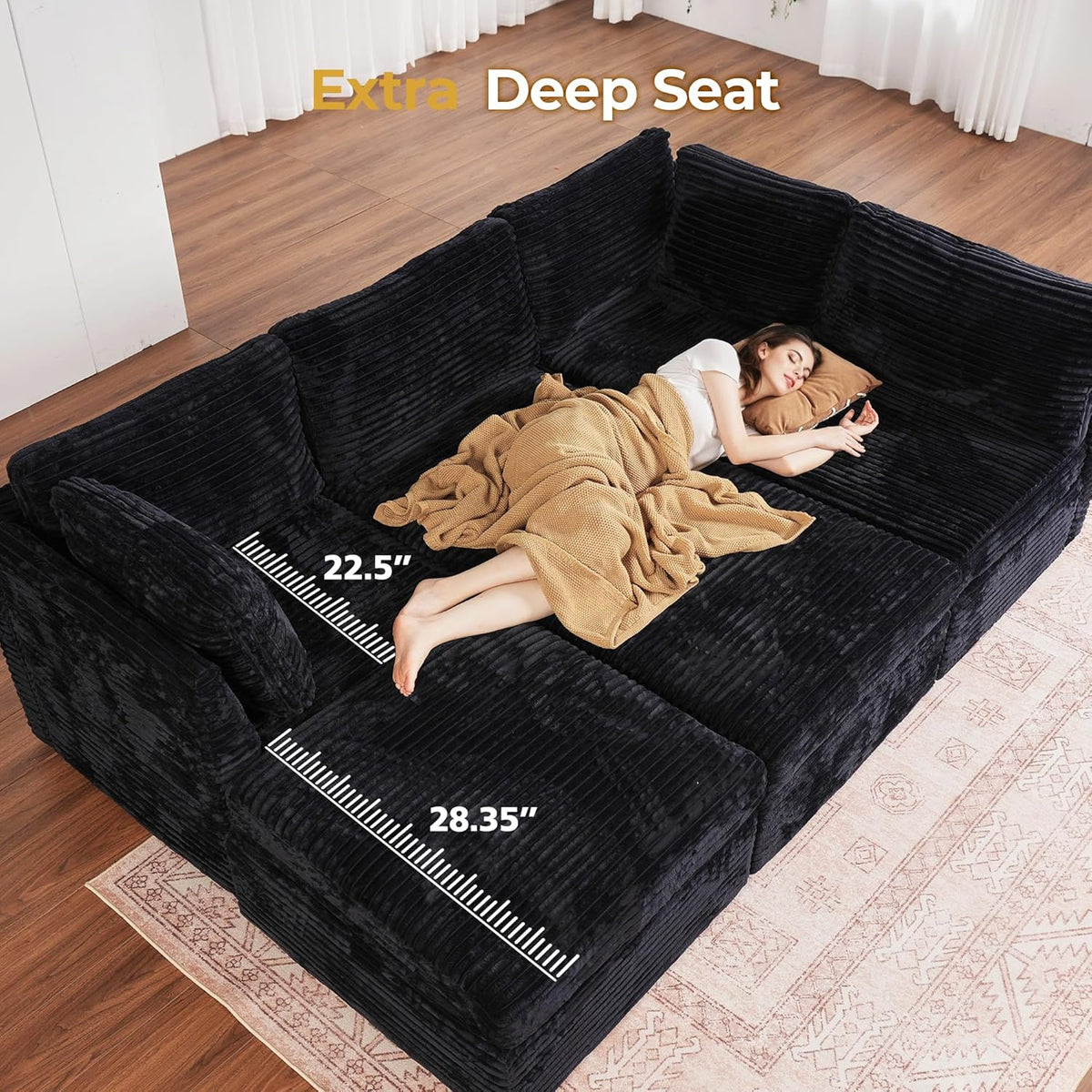 HOOOWOOO Modular Sectional Sofa,5 Pieces Sectional Couches for Living Room,98X66 L Shaped Cloud
