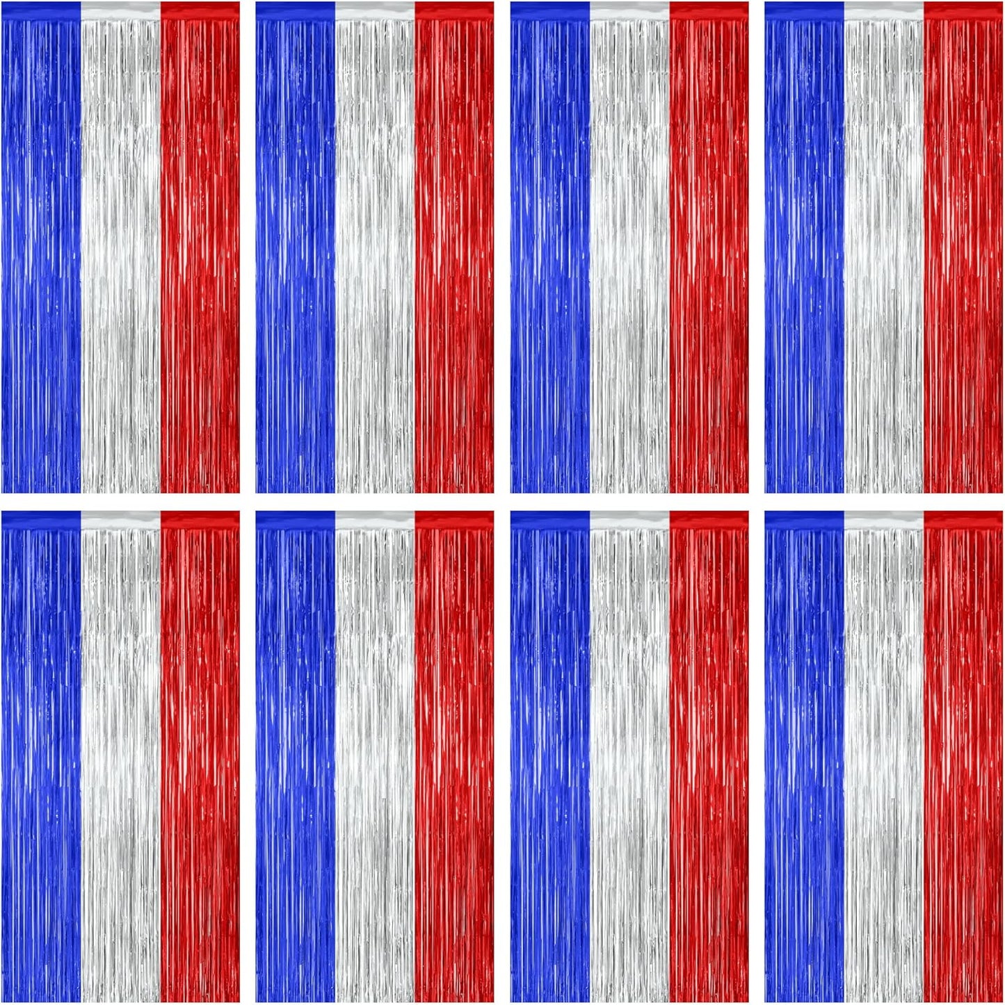 8 Pack 4th of July Photo Backdrop, 3.28 FT x 7.08 FT Fourth of July Decorations, Metallic Blue