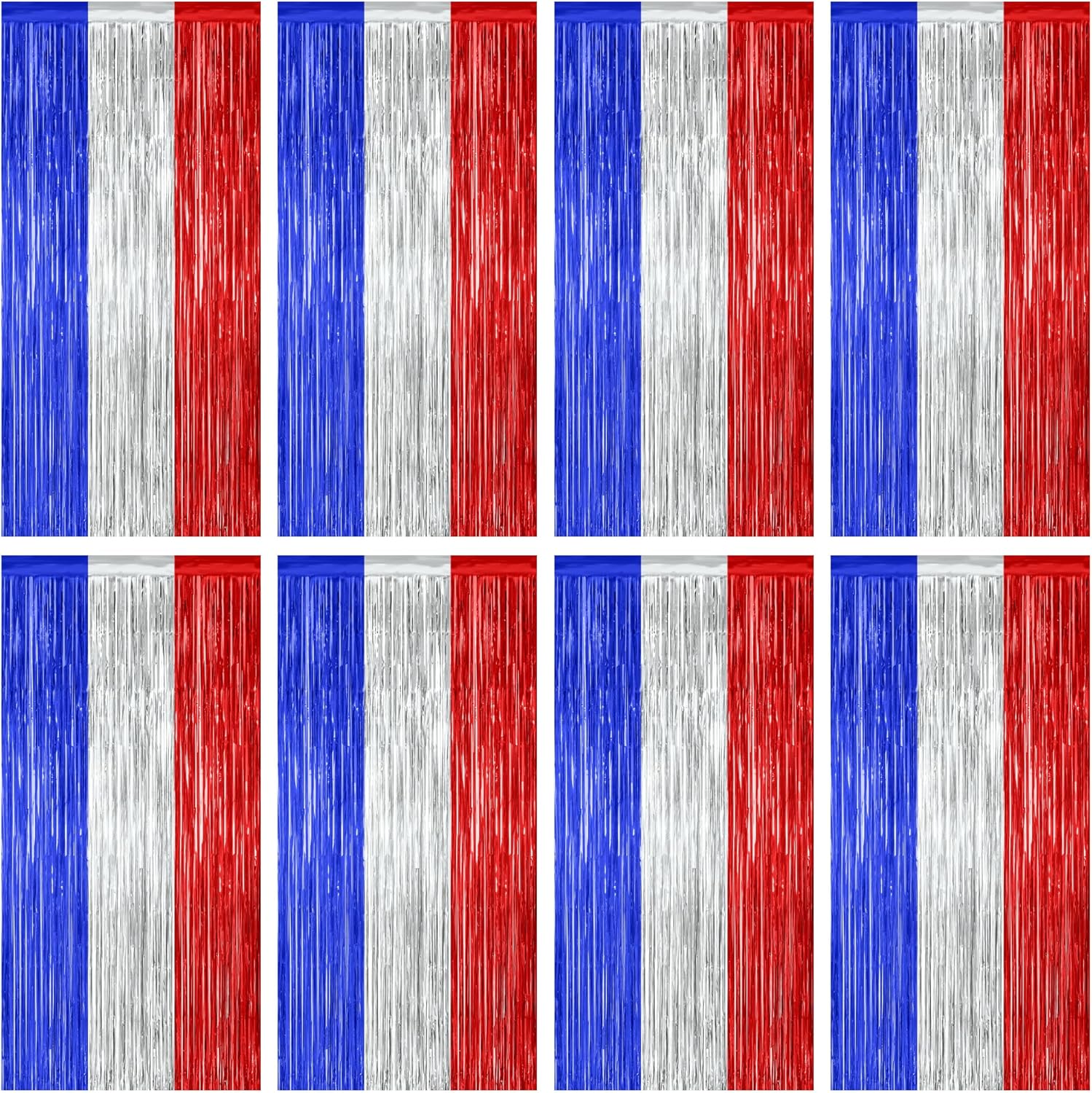 8 Pack 4th of July Photo Backdrop, 3.28 FT x 7.08 FT Fourth of July Decorations, Metallic Blue