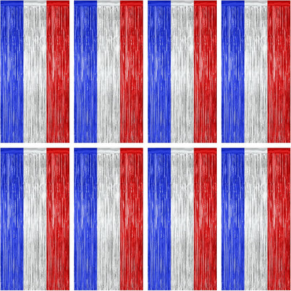 8 Pack 4th of July Photo Backdrop, 3.28 FT x 7.08 FT Fourth of July Decorations, Metallic Blue