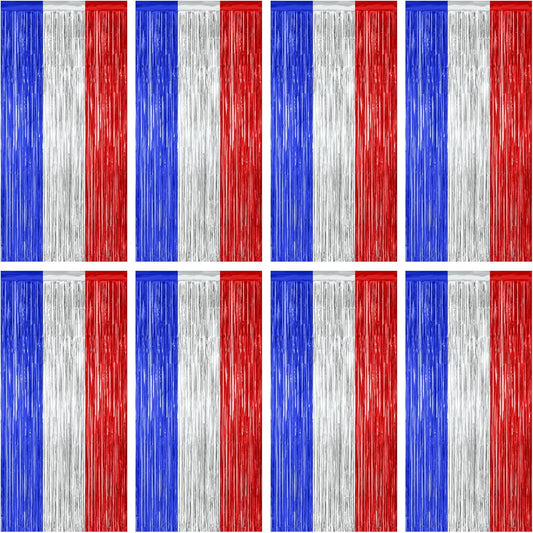 8 Pack 4th of July Photo Backdrop, 3.28 FT x 7.08 FT Fourth of July Decorations, Metallic Blue