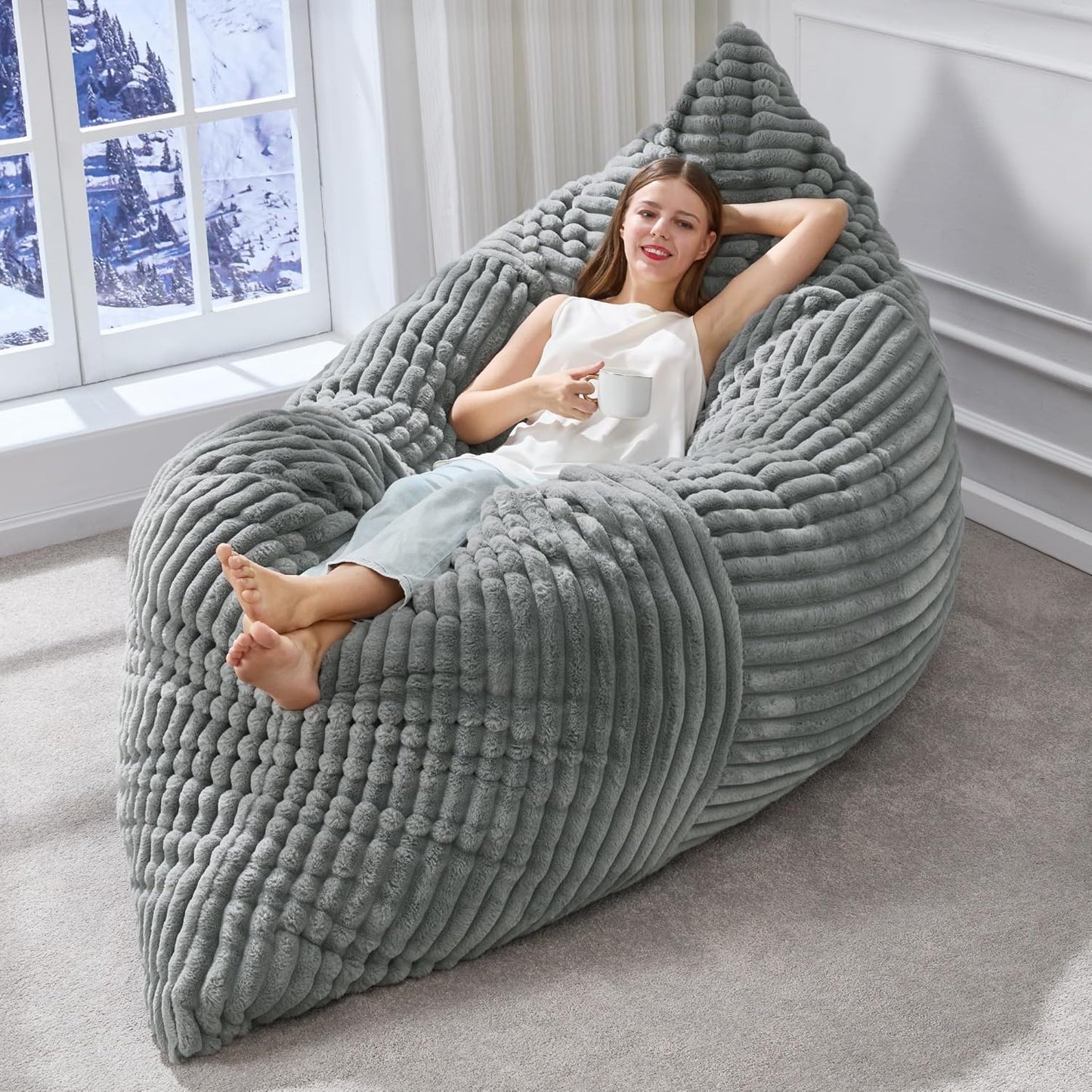 Hobestluk 3 in 1 Bean Bag Chair Giant Bean Bag Chairs Convertible Bean Bag Floor Cushion with