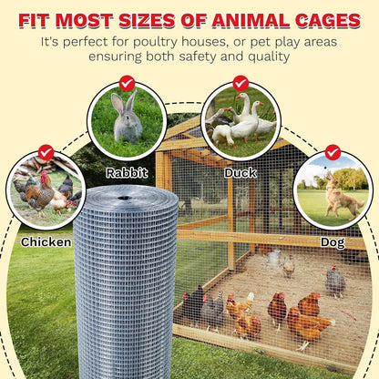 Hardware Cloth,1/4inch 24inx50ft 23 Gauge,Double-Layer Hot-Dip Galvanizing After Welding,Chicken