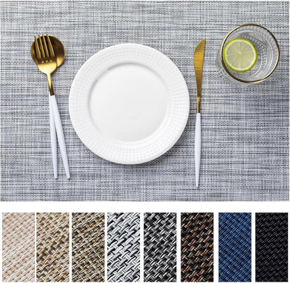 LEXMORE Placemats Set of 6 Vinyl/Plastic Woven Place Mats for Kitchen Table Indoor/Outdoor Washable