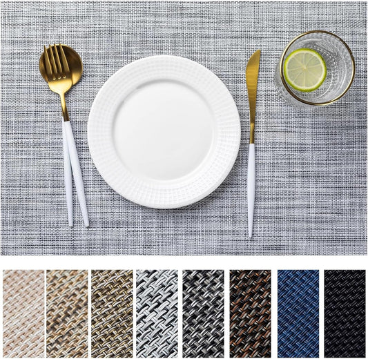 LEXMORE Placemats Set of 8 Vinyl/Plastic Woven Place Mats for Kitchen Table Indoor/Outdoor Washable