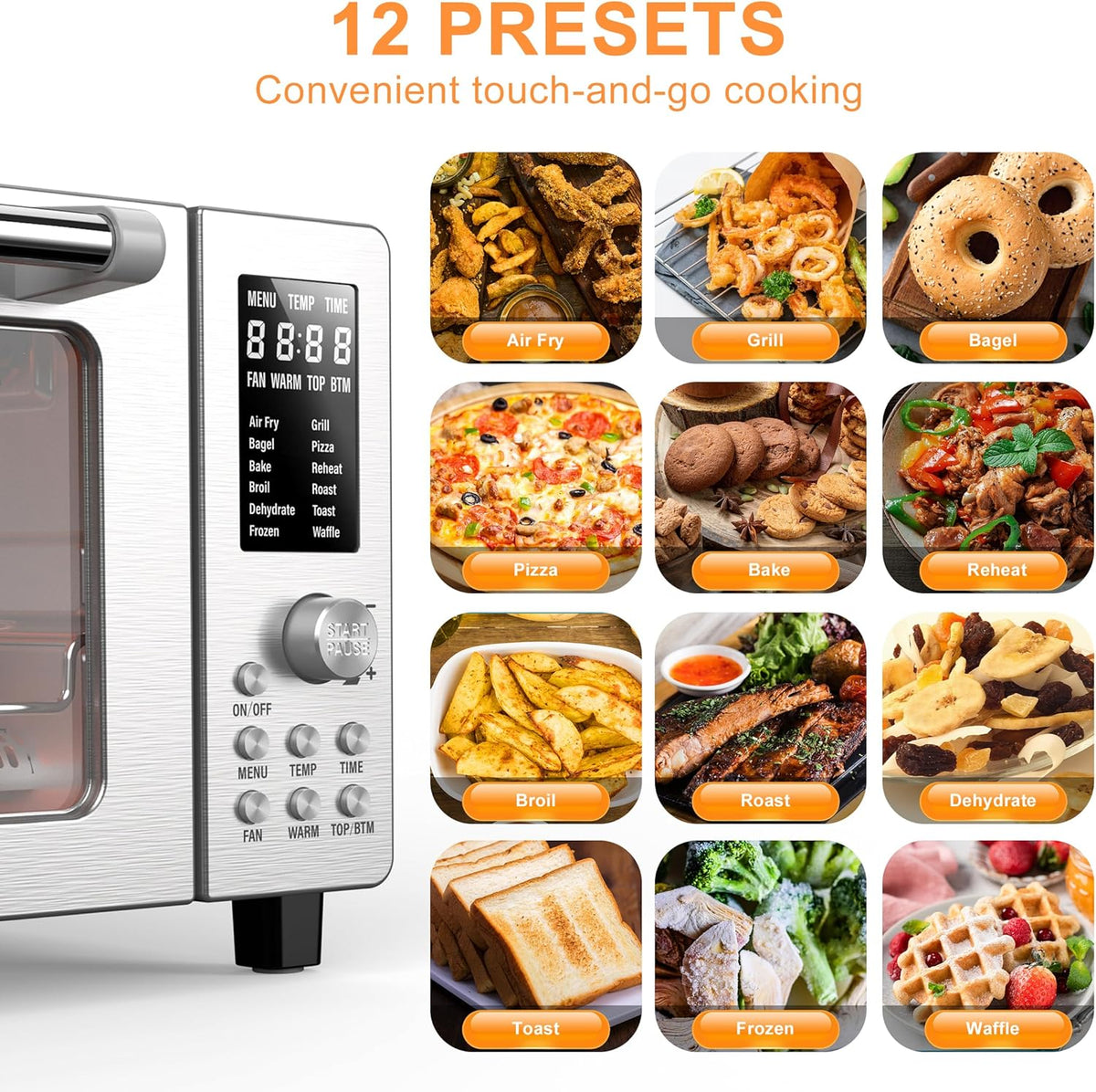 Nuwave Bravo Air Fryer Toaster Smart Oven, 10-in-1 Countertop Convection, 1800 Watts, 21-Qt
