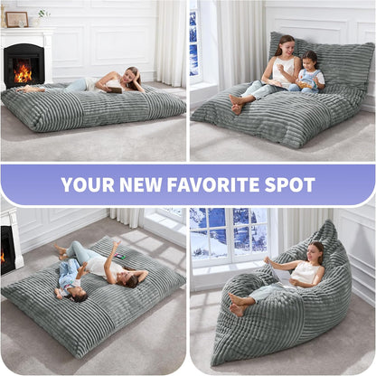Hobestluk 3 in 1 Bean Bag Chair Giant Bean Bag Chairs Convertible Bean Bag Floor Cushion with
