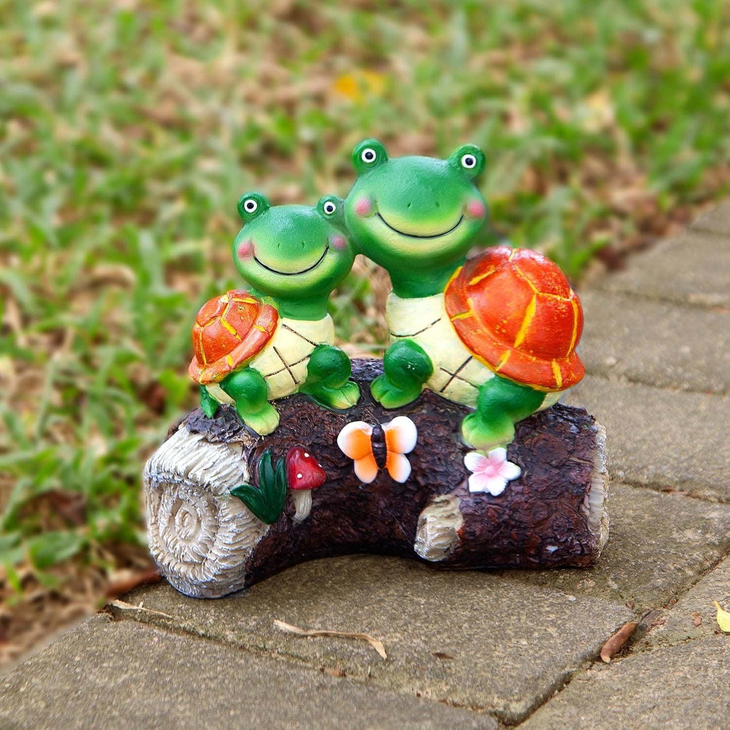 Malister Garden Turtle Figurines Outdoor Decor - Outdoor Statues with Solar LEDs for Patio Decor