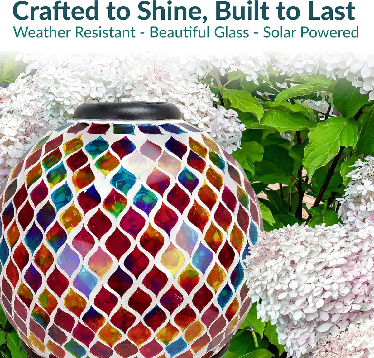 Sunnydaze 10-Inch Solar Gazing Ball for Garden - Glass Outdoor Gazing Globe - Summer Trellis - Set