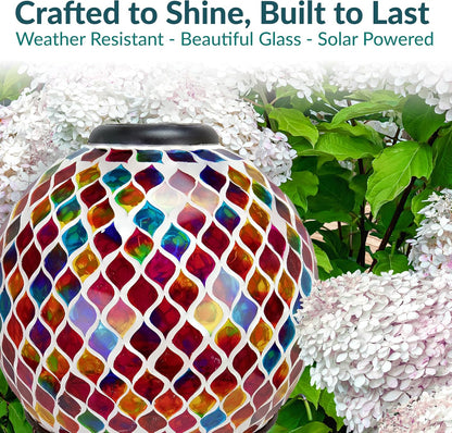 Sunnydaze 10-Inch Solar Gazing Ball for Garden - Glass Outdoor Gazing Globe - Summer Trellis - Set