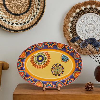 Bico Tunisian 16 plus 14 inch Oval Platters Set, Set of 2, Microwave and Dishwasher Safe, for