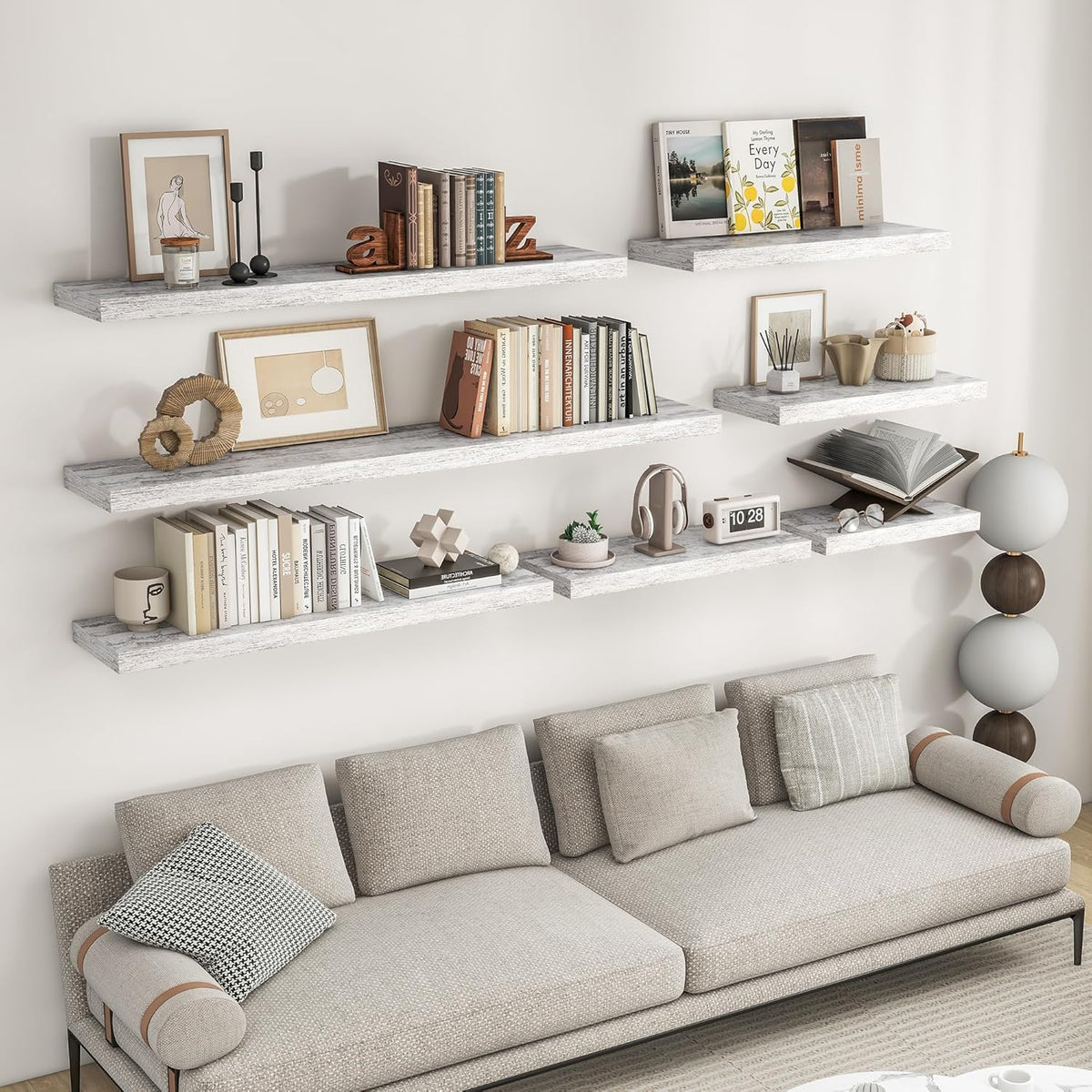 RICHFOCUS 48Inch Floating Shelves for Wall 2 Pack Shelves for Bedroom|Kitchen|Bathroom Wall Mounted