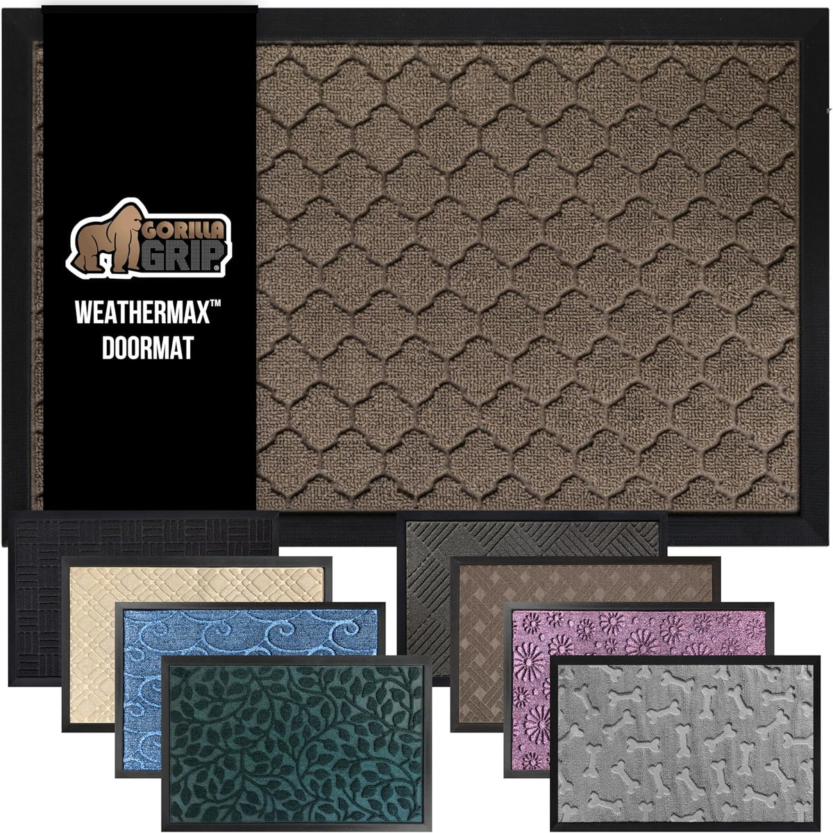 GORILLA GRIP 100% Waterproof All-Season WeatherMax Doormat, 72x24, US Designed Natural Rubber