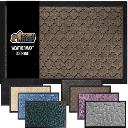 GORILLA GRIP 100% Waterproof All-Season WeatherMax Doormat, 47x35, US Designed Natural Rubber