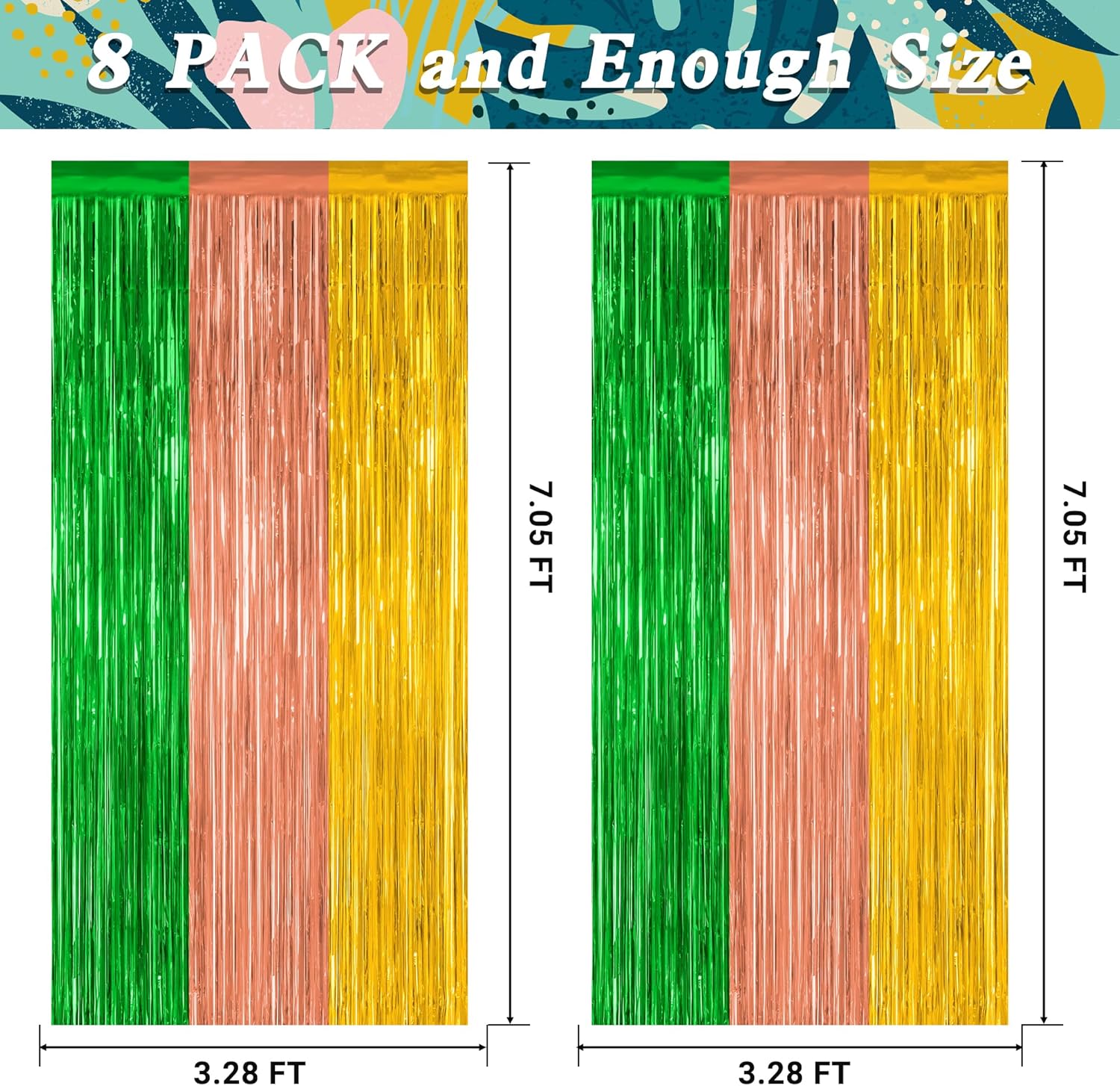 12 Pack Hawaiian Party Decorations, 3.28 FT x 7.05 FT Luau Party Decorations, Green Brown Yellow