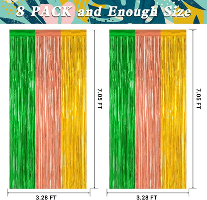12 Pack Hawaiian Party Decorations, 3.28 FT x 7.05 FT Luau Party Decorations, Green Brown Yellow