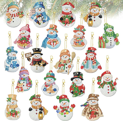 Tondiamo 20 Pcs Christmas Diamond Painting Keychain Kits 5D DIY Diamond Art Pendants Double Sided