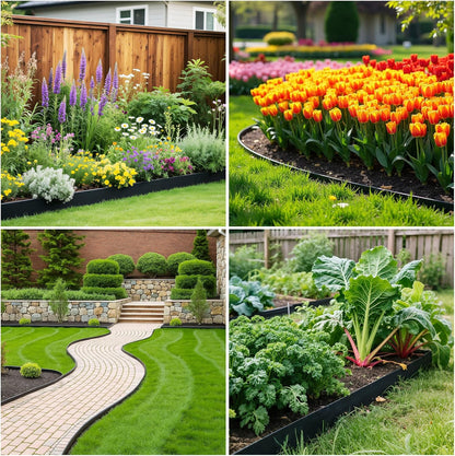 100ft,1.5in Tall Landscape Edging Kit with 150 Spikes, No-Dig Flexible Plastic Edge Border for
