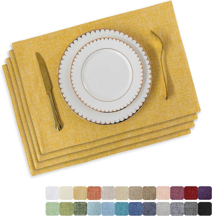 Home Brilliant Cloth Placemats Set of 4 Linen Placemat Washable Heat Resistant Dining Table Place