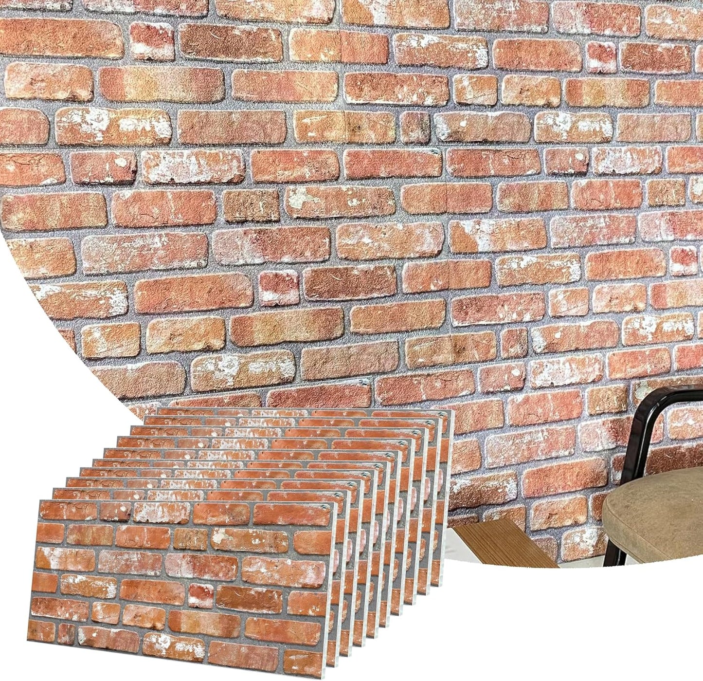 Dundee Deco 3D Wall Panels Faux Brick - Cladding, Red Orange Stone Look Wall Paneling, Styrofoam