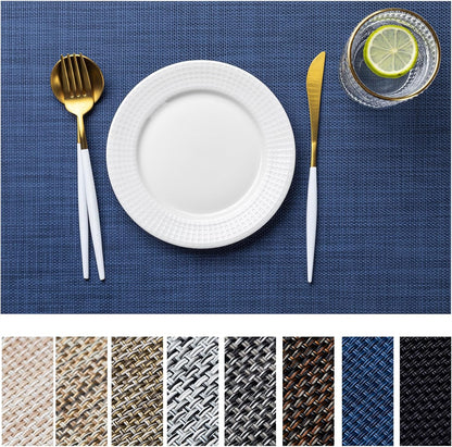 LEXMORE Placemats Set of 6 Vinyl/Plastic Woven Place Mats for Kitchen Table Indoor/Outdoor Washable