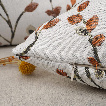 YOUR SMILE Classical Embroidery Jacquard Orange Square Decorative Throw Pillow Case Cushion