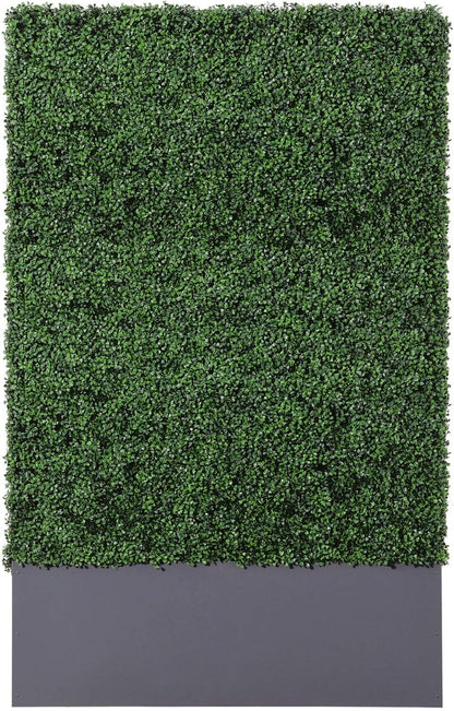 AGPL Upgraded Artificial Boxwood Hedge Wall with Dark Gray Stainless Steel Planter Box (79" Height