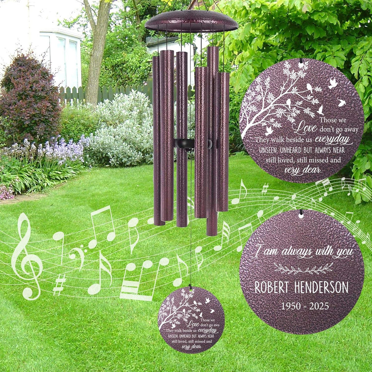 ASTARIN 36" Deep Tone Personalized Wind Chime Memorial, Tree of Life Custom Sympathy Gifts for Loss