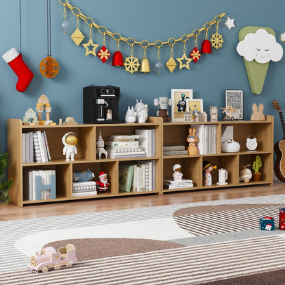 Book Shelf, 5 Cubes Storage Organizer, Open Shelf Wooden Bookcase, Freestanding Log Bookshelf Cube