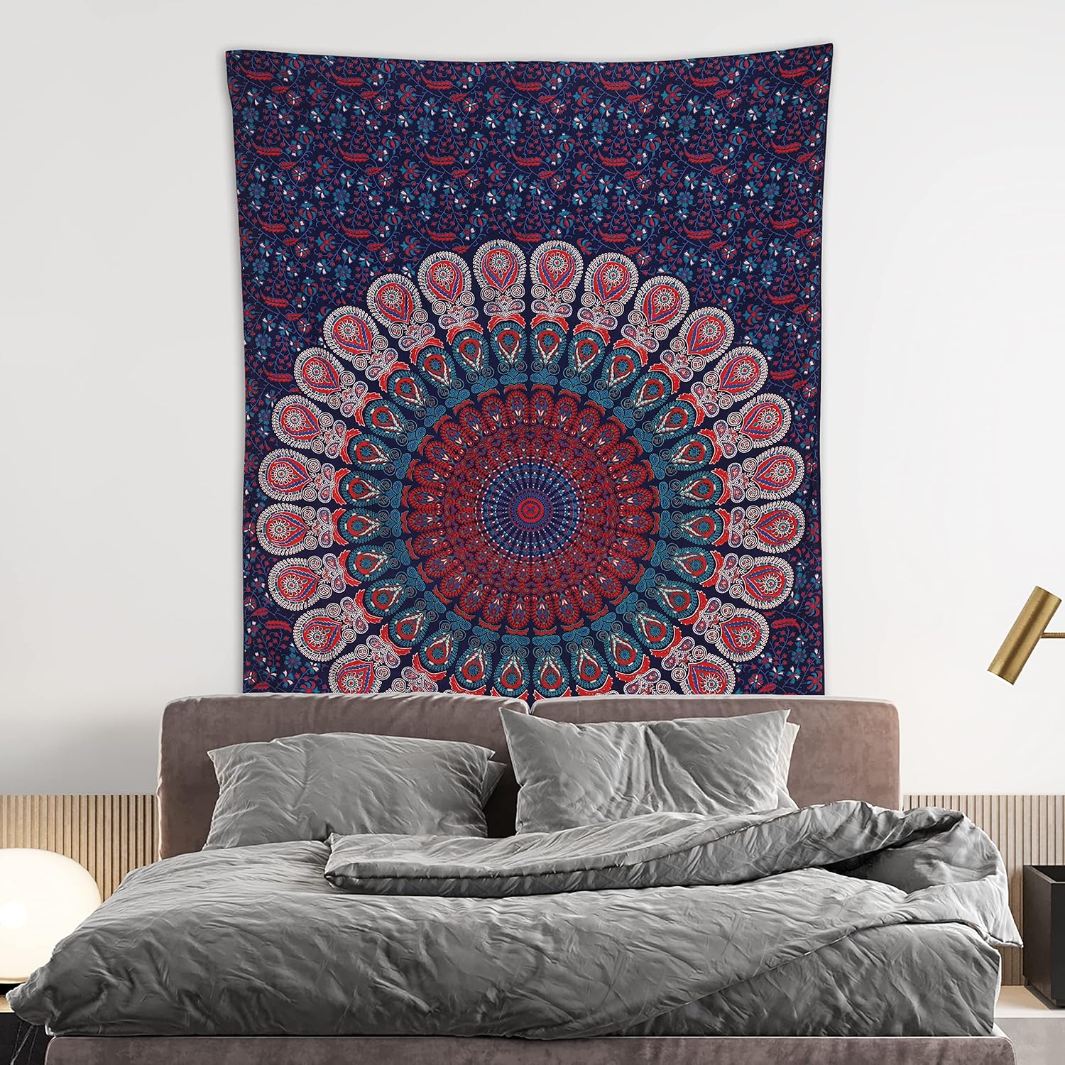 Bless International Handmade Indian hippie Bohemian Psychedelic Peacock Mandala Wall hanging