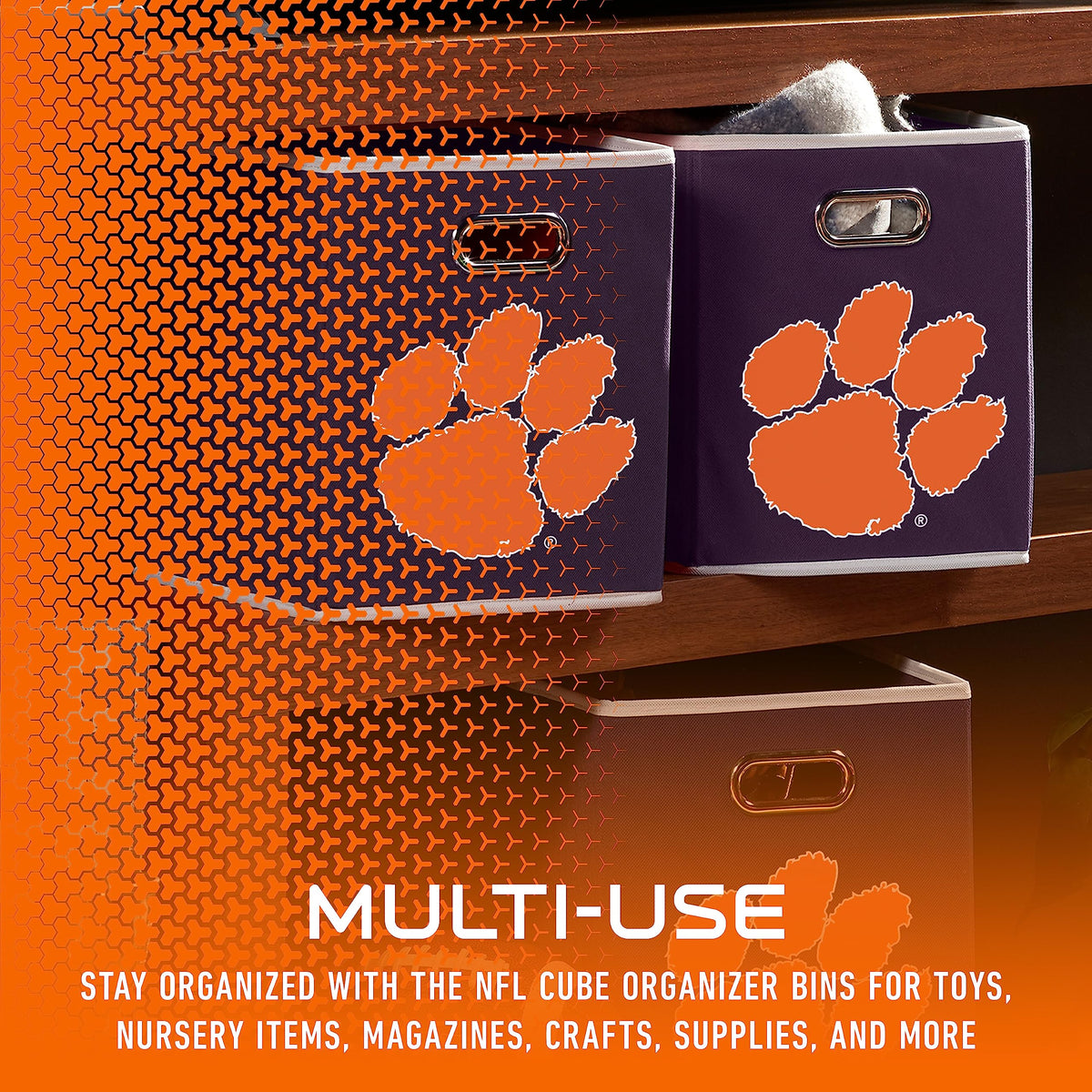 Franklin Sports NCAA Storage Bin - Cube Organizer - Clemson