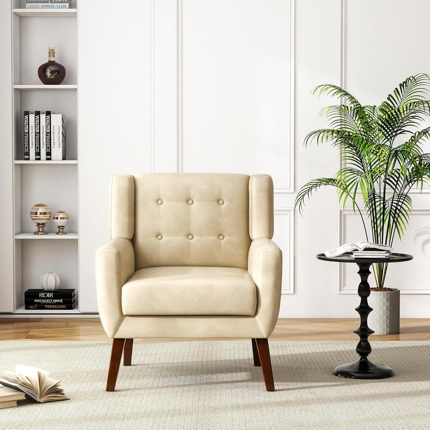 UIXE Faux Leather Accent Chair, Modern Arm Club Chair Upholstered Armchair for Living Room, Comfy