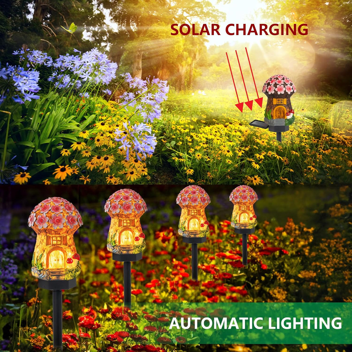 Dazzle Bright Solar Mushroom Lights Fairy Garden Lights for Home Decor Outdoor Decorative Stakes