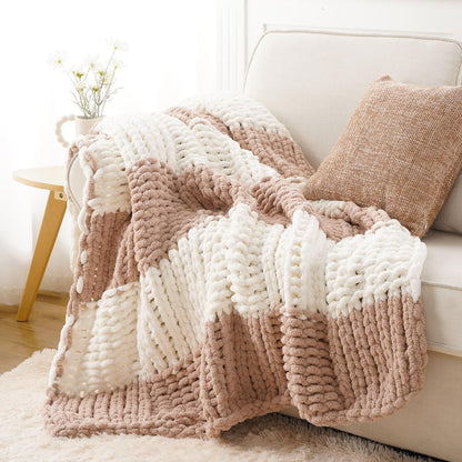Battilo Chunky Knit Throw Blanket, Soft and Thick Chenille Throw Blanket, 50"x60" Handmade Cable