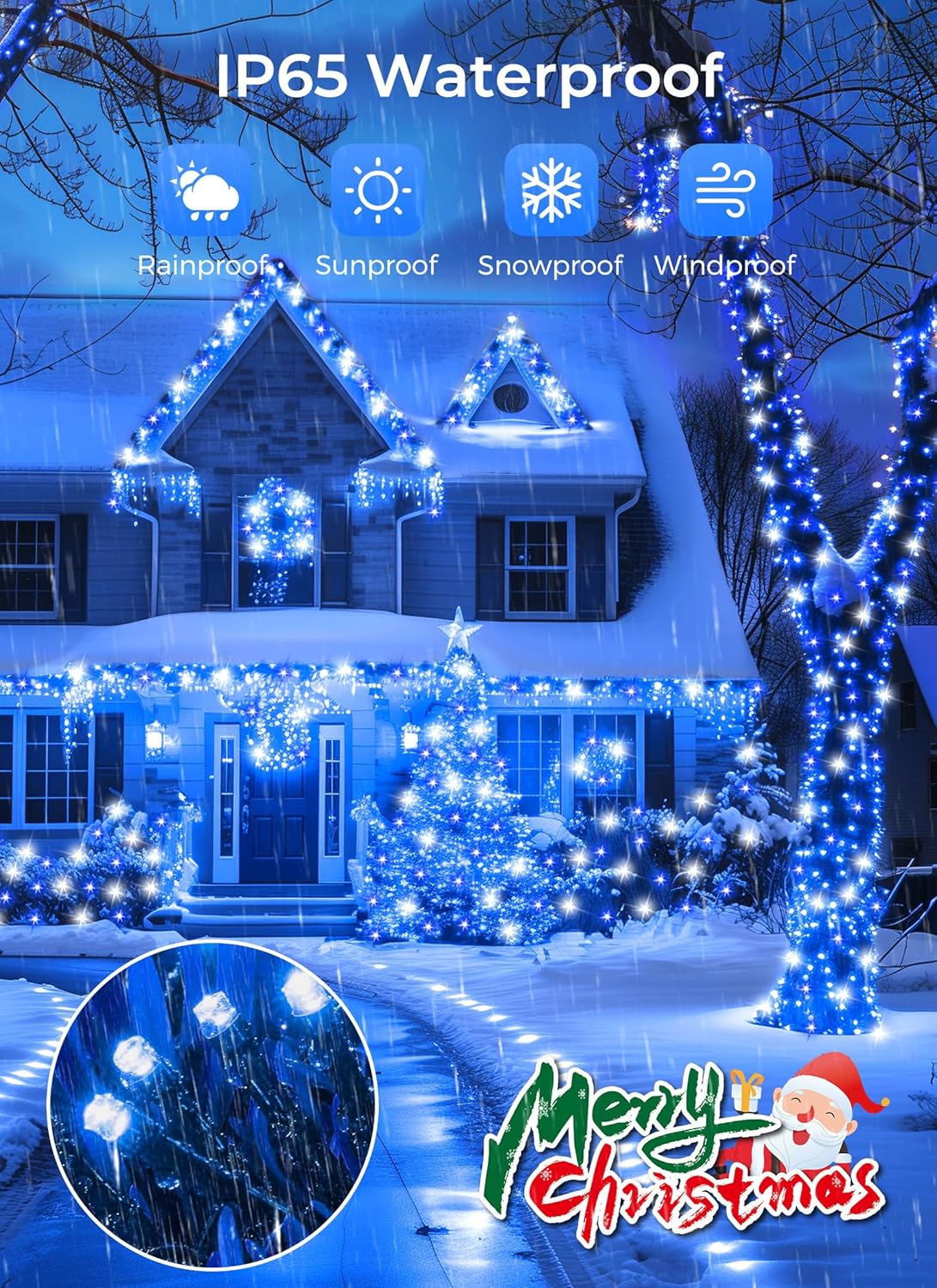 Minetom Solar String Lights - 4 Pack, 160FT, 400 LED with 8 Modes, Waterproof, Outdoor Christmas