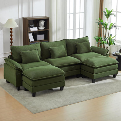 URRED Modular Sectional Sofa Comfy Cloud Couch, Modern Corduroy Sofa Sleeper Deep Seat Couches with