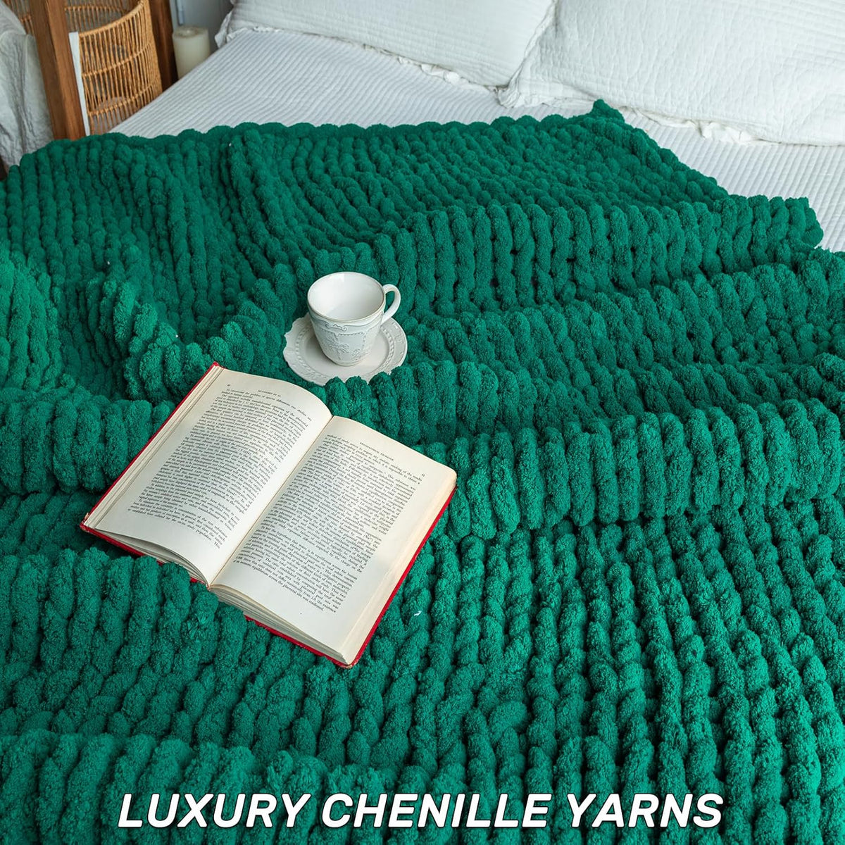 Chunky Knit Blanket - Luxury Soft Cozy 40 * 50 Throw Blanket,100% Woven Blanket Rope Knot Throw