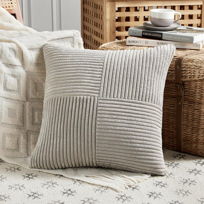 Fancy Homi 2 Packs Neutral Grey Euro Decorative Throw Pillow Covers 28x28 Inch for Couch Bed Sofa