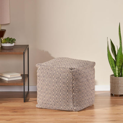 GDFStudio Boho Handmade Fabric Cube Pouf Ottoman Foot Stool - Bean Bag Floor Chair - Foot Rest