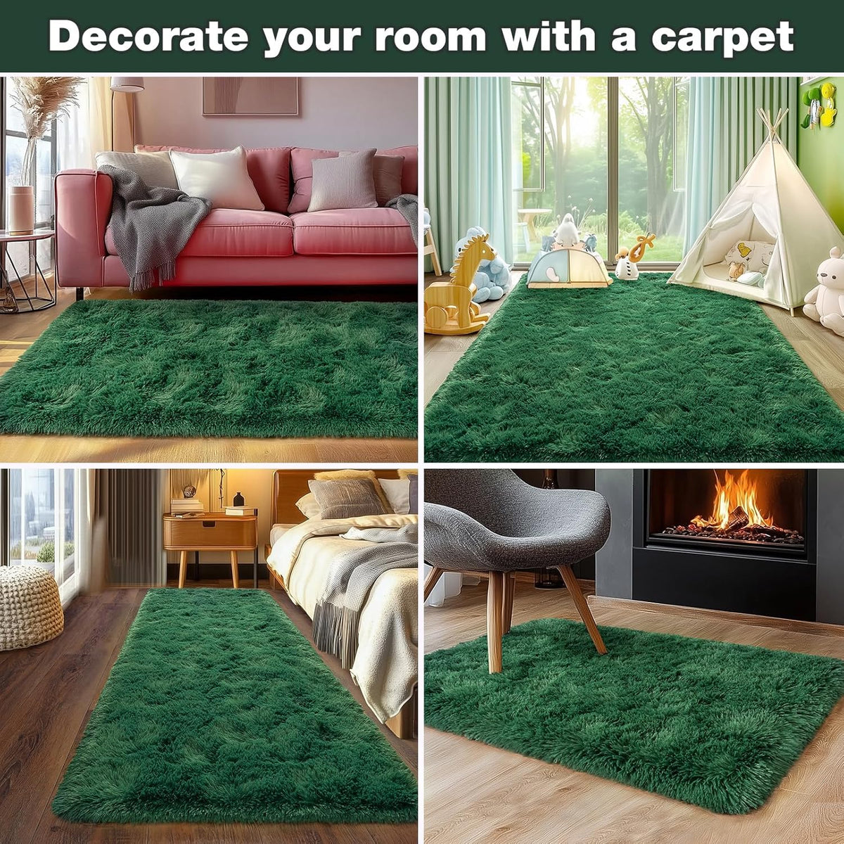 Rezutan 6x9 Feet Shaggy Area Rug - Super Soft Plush Fuzzy Modern Living Room Bedroom Rug for Kids