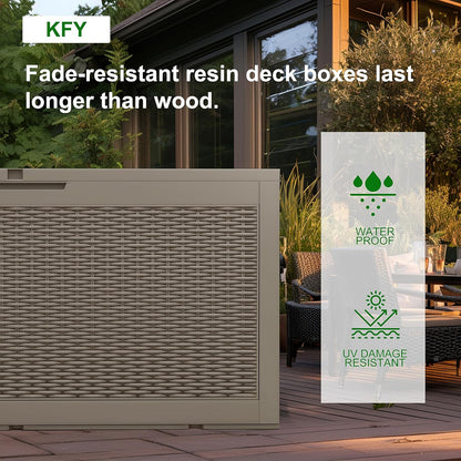 100 Gallon Outdoor Deck Box,Storage Lockable Waterproof Patio Furniture,Garden Tools,Cushions,Pool