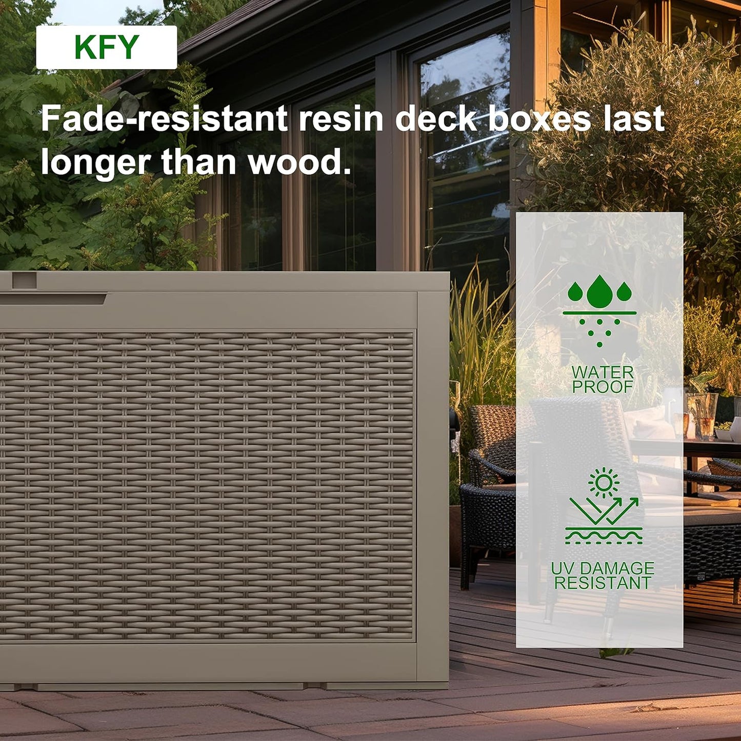 DRATO 100 Gallon Large Deck Box, Outdoor Storage Box for Patio Furniture, Patio Cushions, Gardening