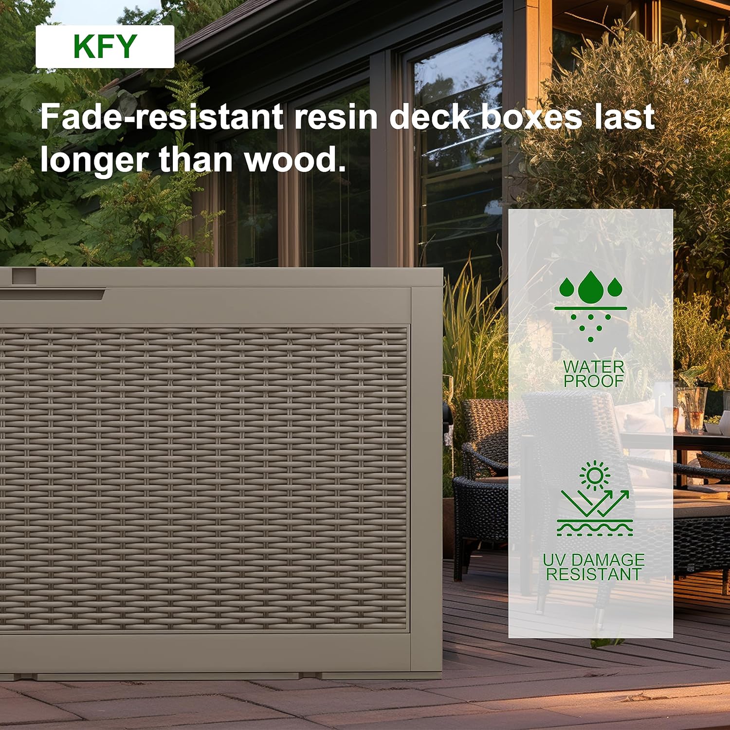 DRATO 100 Gallon Large Deck Box, Outdoor Storage Box for Patio Furniture, Patio Cushions, Gardening