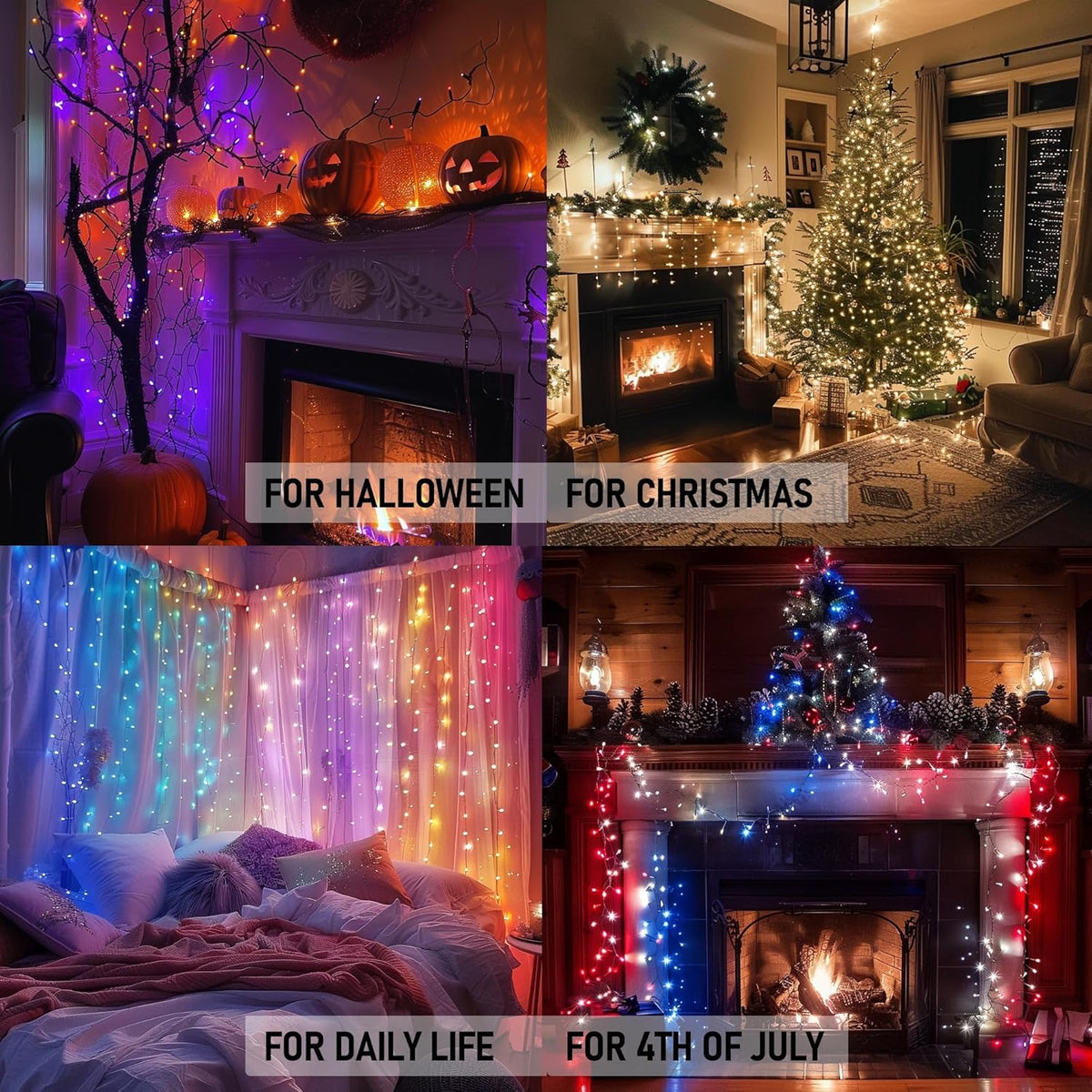 Dazzle Bright Smart Halloween String Lights, 164FT 500 LED RGB Color Changing String Lights with