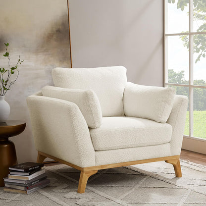 Large-Sized Accent Chair, Thick Cushion Bedroom Reading Chair, Comfortable Living Room Single Sofa