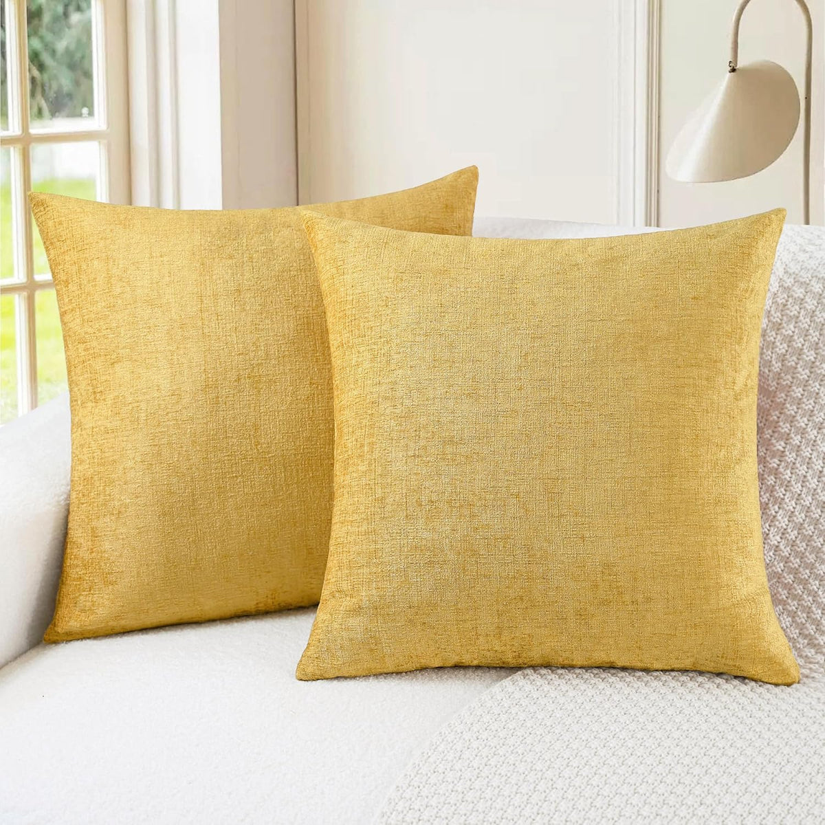 CaliTime Throw Pillow Covers Decorative 26 X 26 Inches Pack of 2 Cozy Chenille Cushion Cases for
